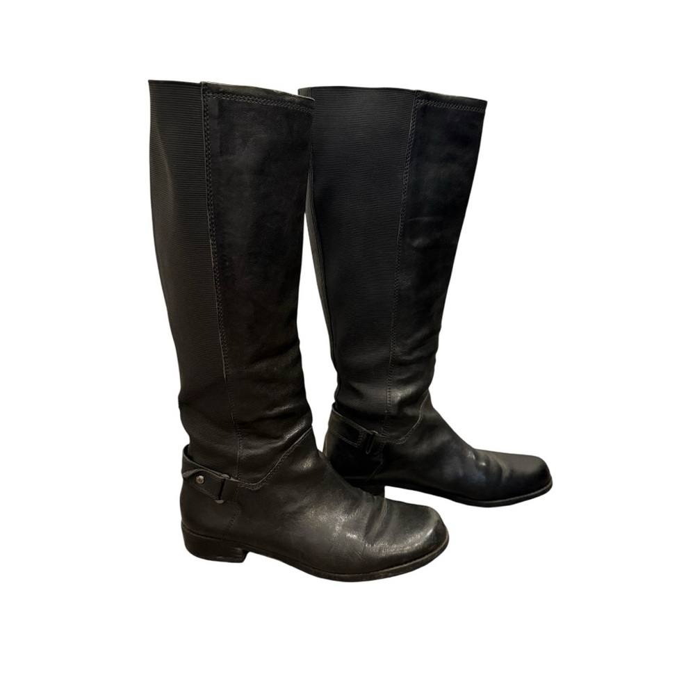 Stuart Weitzman Black Leather Pull On Riding Boots Size 8.5